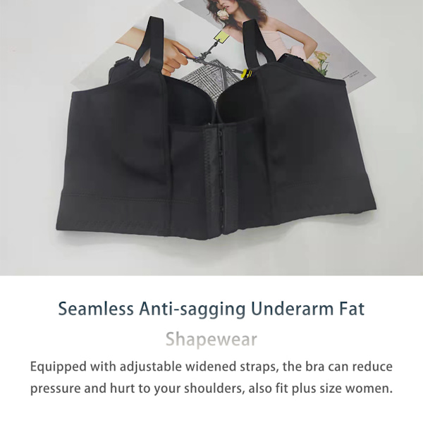 1/2/3 Dam Deep Cup BH Shapewear Ryggstängning Sexiga underkläder Black C 34 1 Pc
