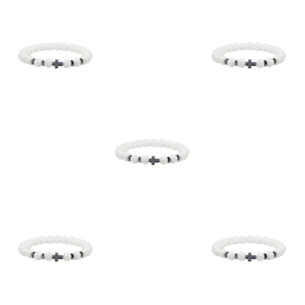 1/2/3/5 Wide Application Cross Beaded Armband för alla tillfällen porcelain white 5Set