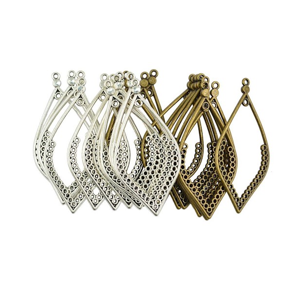24st Tibetanskt Silver Brons Örhänge Blad Drop Frame För Charms