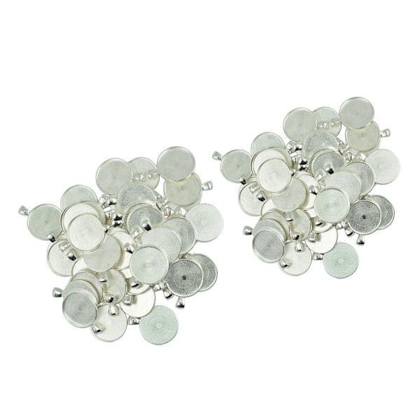 1/2/3 50 stycken tom, rund rambricka Base DIY Cabochon Silver White 29x22mm 1Set