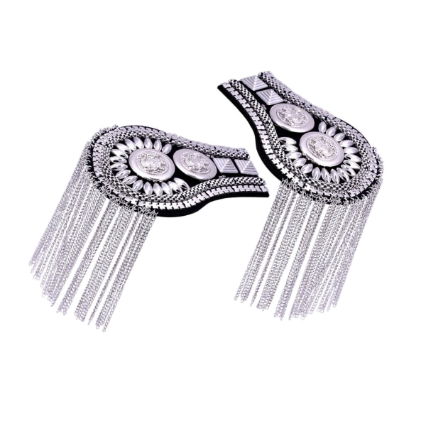1/2/3/5 Epaulets tofs axelbrädor Legering för kläder Silver 6.7x11cm 1Set