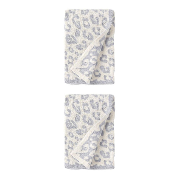 1/2/3 Throw Blanket Leopard Print Flanell Fleece Filtar Plysch white 40x47in 2Set