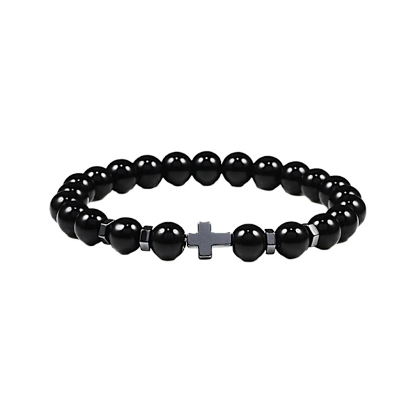 1/2/3/5 Wide Application Cross Beaded Armband för alla tillfällen glossy black 5Set