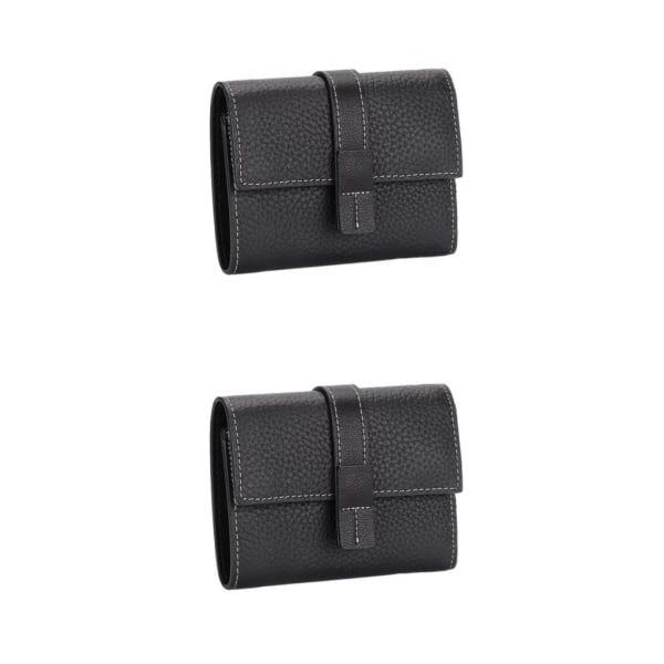 1/2/3/5 Damväska Rektangulär Trifold Cash Compartment Plånbok Black 2PCS