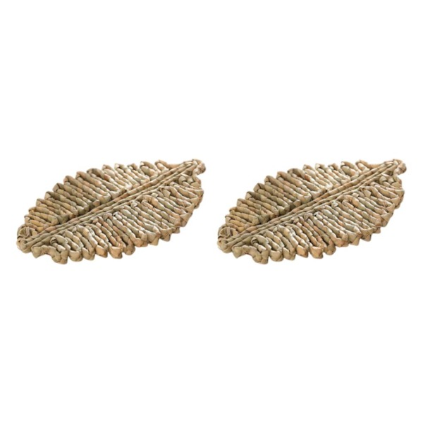 1/2/3/5 Rattan Placemat för Creative Thicken Khaki Leaf Shaped Light Brown 23x16cm 2Set