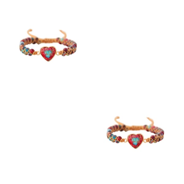 1/2/3/5 Heart Shape Damarmband Natural Gemstone Red 2Set