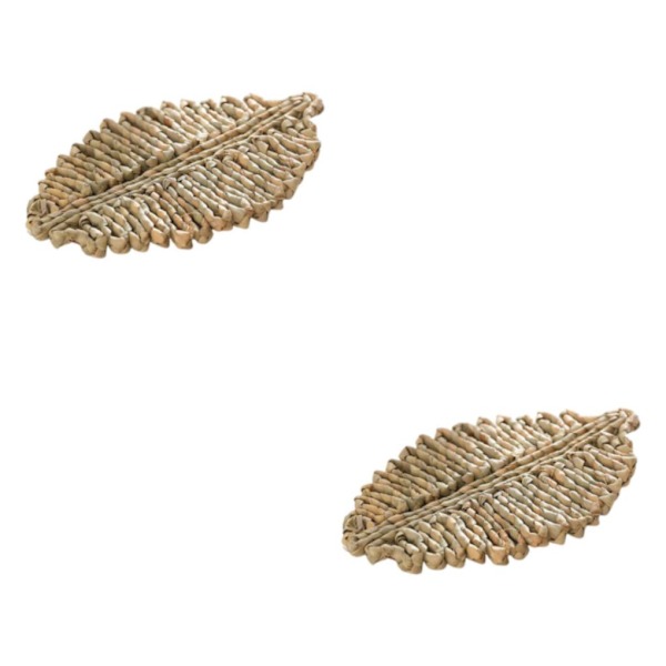 1/2/3/5 Rattan Placemat för Creative Thicken Khaki Leaf Shaped Light Brown 23x16cm 2Set