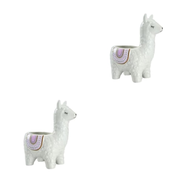 1/2/3 Animal Shape Krukor - Snygg hållbar keramisk blomväxt Alpaca white 2PCS