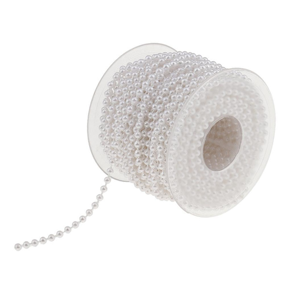 20 Meter Pearl Beads Chain Ribbon Trim för bröllopsdekor DIY White