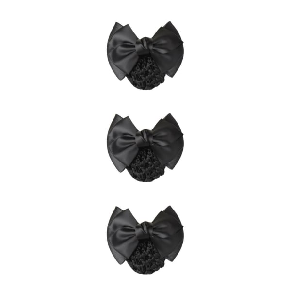 1/2/3/5 tyg lätt att bära Elastiska hårnät för moderiktiga Two Bows-black 3Set