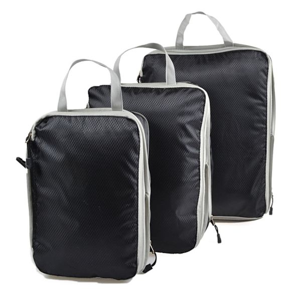 Kompressionsresväska Slitstarka Bagage Organizer Väskor Black 3 pcs