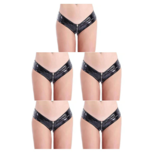 1/2/3/5 Underkläder Butt Briefs Front Open Sexig Nattklubb Tvättbar Black/XL 5PCS