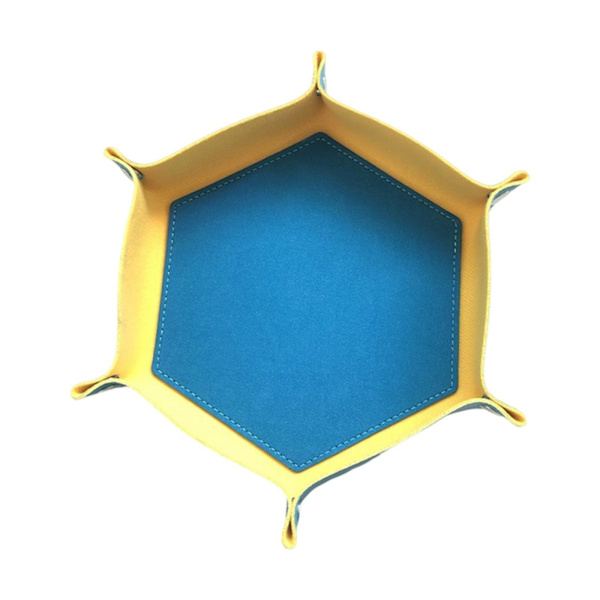 1/2 tärningsbricka PU-läder dubbelsidig tärningsmatta för brädspel Blue Yellow 1Set