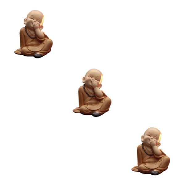 1/2/3 Söt Buddha Staty Monk Figurine Ornament Little för cover mouth laugh height 10cm 3Set