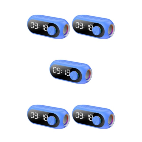 1/3/5 trådlös LED-högtalare Stereo Väckarklocka Musikspelare Blue 5PCS