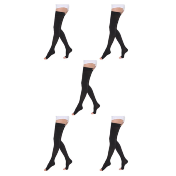 1/2/3 Trendiga och moderiktiga över knästrumpor för Open Toe-black M 5Set