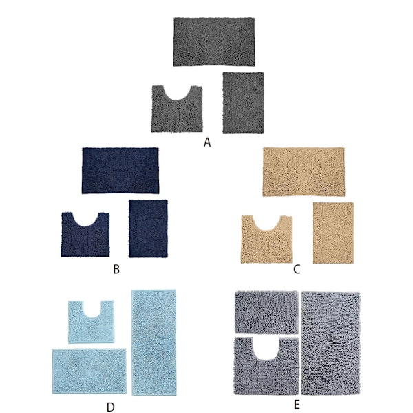 utmärkt Randiga badrumsmattor Non-Slide 3-delad Set För light grey