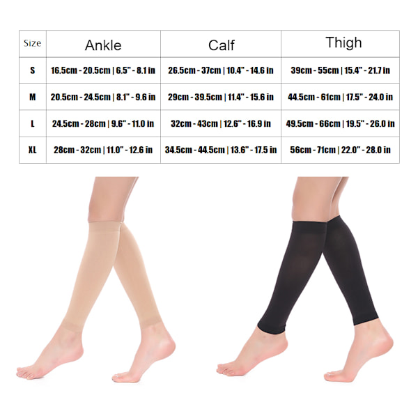 1/2/3/5 Dam S Calf Compression Strumpor Bekväma och black S 1Set