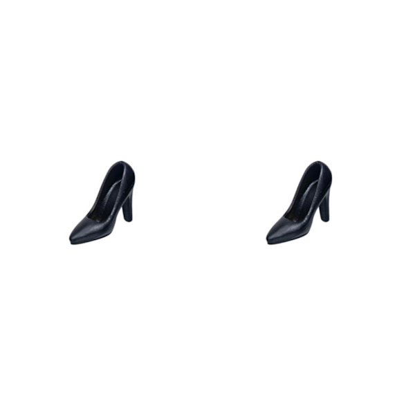 1/2/3/5 1:12 Kvinnliga högklackade skor för kvinnlig action Black 2cm 2PCS