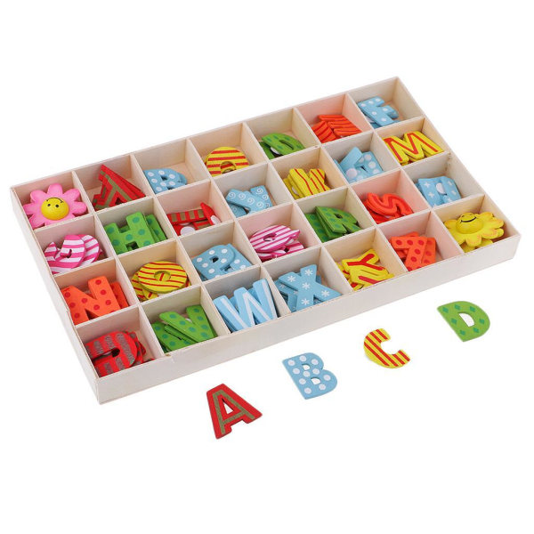 1/2/3 112 bitar Alfabetbokstäver i trä Barnleksaker med förvaring Multicolor 112 Pcs 1Set