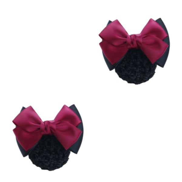 1/2/3/5 tyg lätt att bära Elastiska hårnät för moderiktiga Two Bows- rose red 2Set