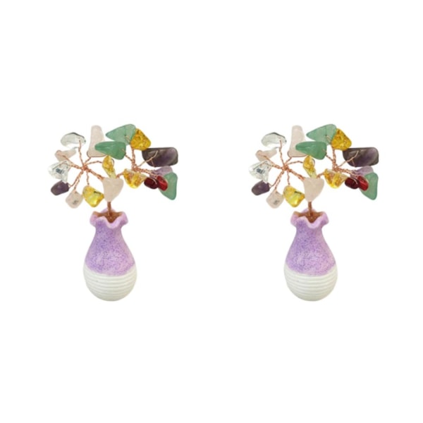 1/2/3/5 Mini Crystal Tree Wealth Luck Tree Positiv energi för Colorful crystal 5cm 2Set
