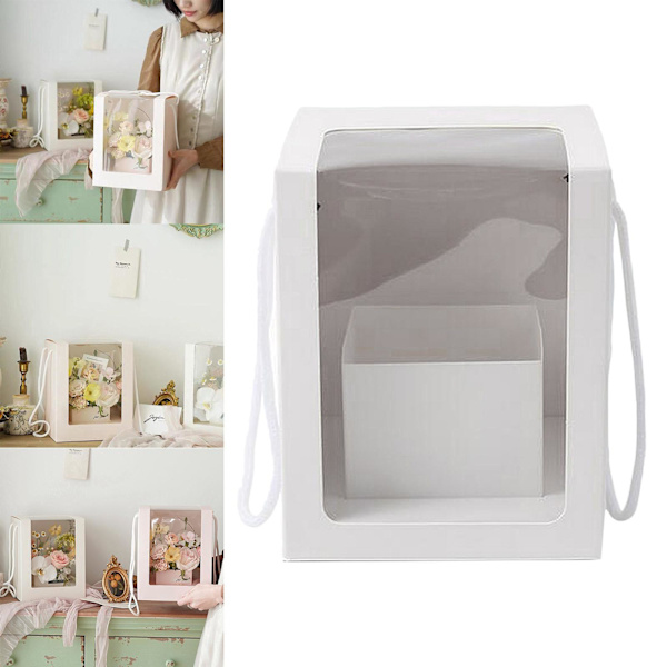 1/2 blomma presentpapper förpackning lådor genomskinligt fönster Bröllop baby L white 1Set