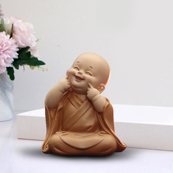 1/2/3 Söt Buddha Staty Monk Figurine Ornament Little för grin height 10cm 1Set