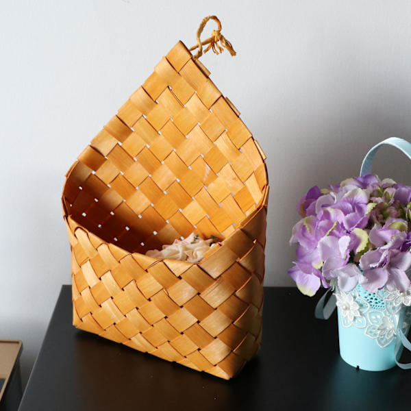 1/2 vävd förvaringskorg Hängande tvättkorg Blombehållare Brown D 1Set