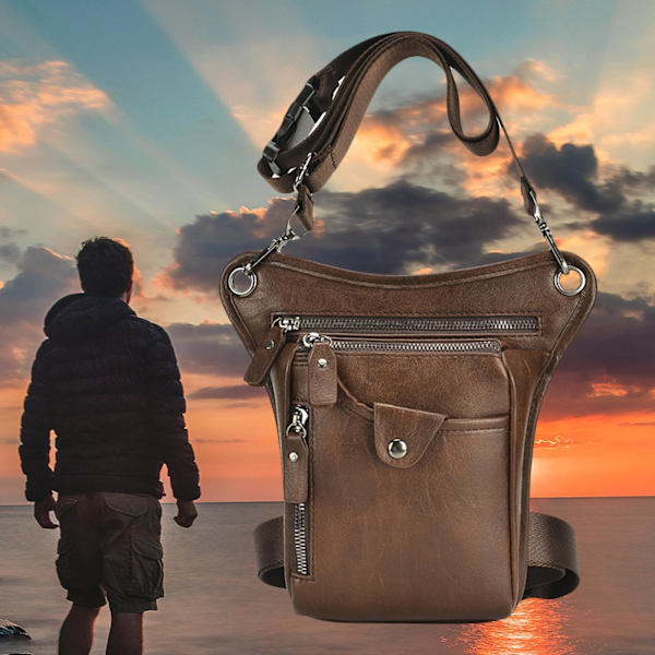 1/2 Mode Män Drop Leg Bag Lår Midjepaket Höftväska Pouch för Brown 1 Pc