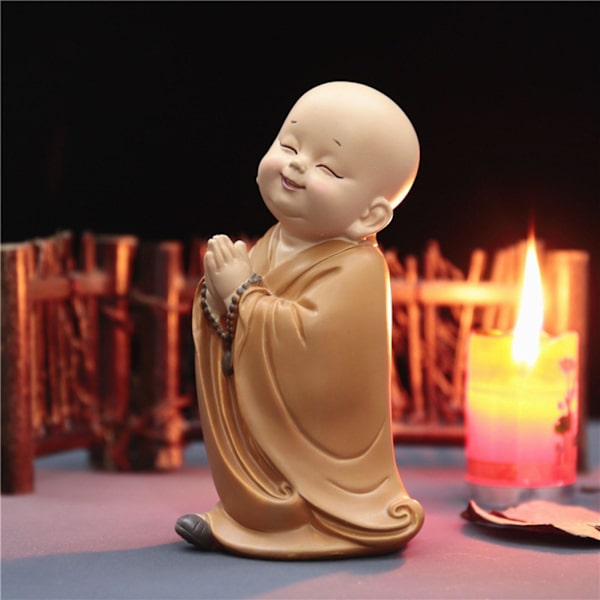 1/2/3 Söt Buddha Staty Monk Figurine Ornament Little för stand hands together height 10cm 1Set