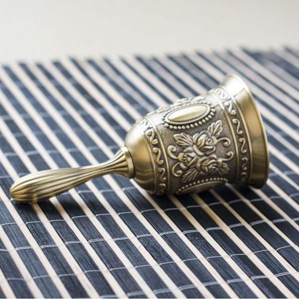 1/2/3 Handservice Ring Bell Desk Counter Reception Restaurant Antique Golden 5.5x5.5x11.3CM 1Set