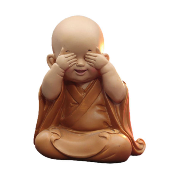 1/2/3 Söt Buddha Staty Monk Figurine Ornament Little för cover eyes height 10cm 2Set