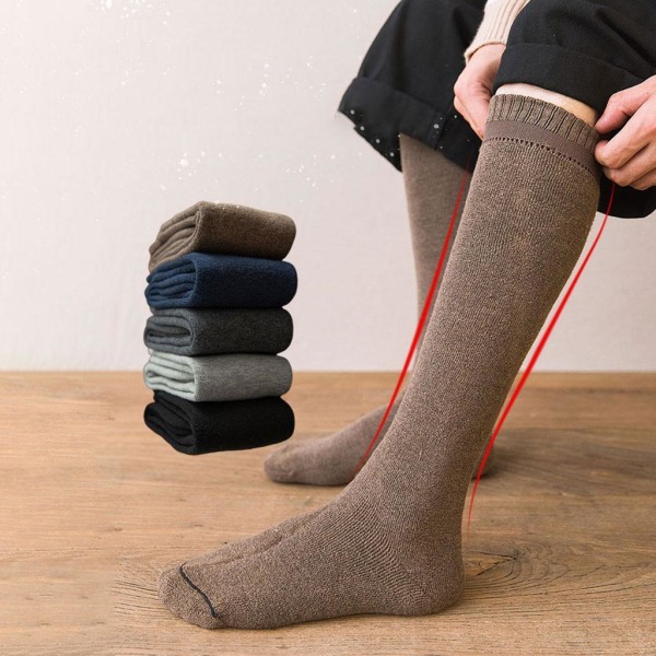 1/2 Andas bomull Herr Knähög Varm Lång Vinter Tjock Brown 39cm 1Set