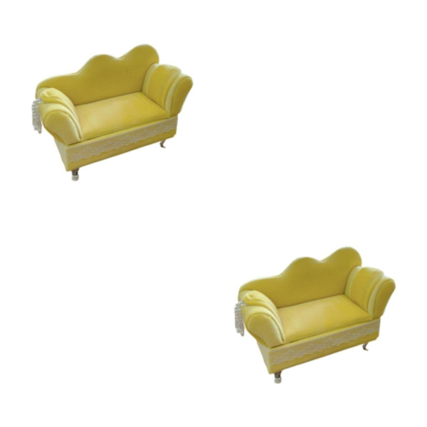 1/2 Chic smycken case för flickor Kvinnor Ringar halsband Sofa Cream Yellow 2Set