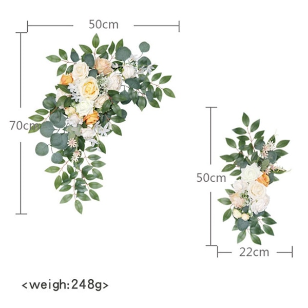 2 Stycken Artificiell Blombågsdekor Lätt Champagne för