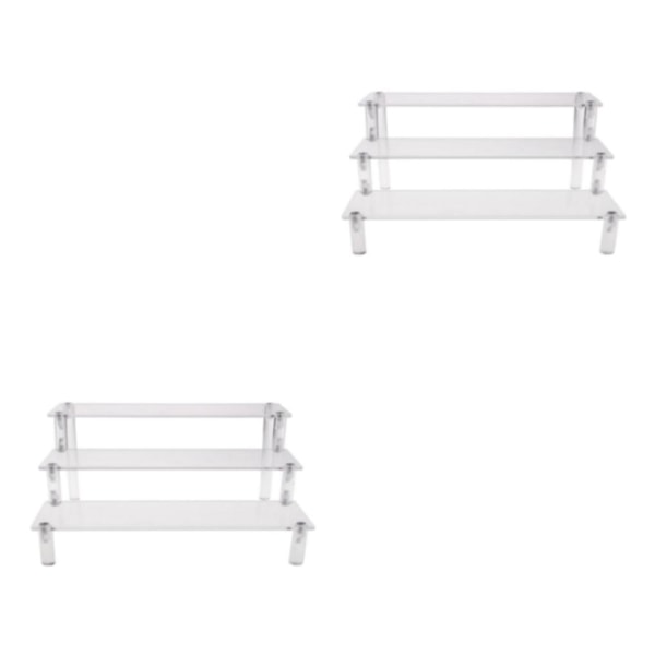 1/2 Acrylic Display För Riser Stand Parfym Cosmetics Holder Clear 39.5x27.5x15cm 2Set