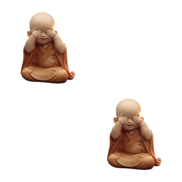 1/2/3 Söt Buddha Staty Monk Figurine Ornament Little för cover eyes height 10cm 2Set