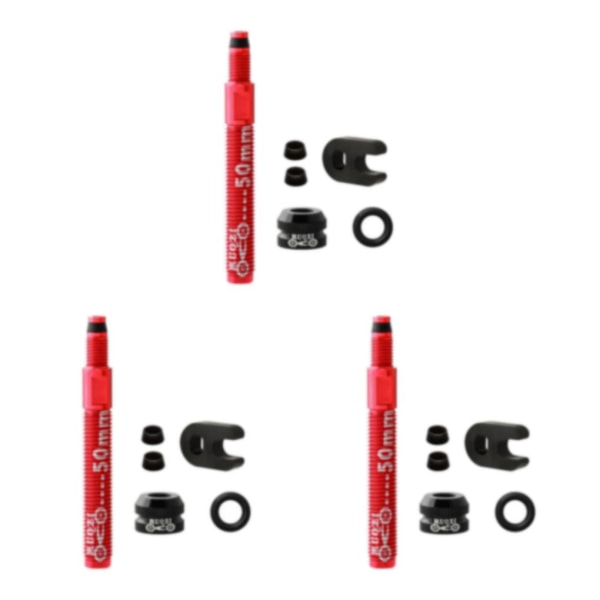 1/2/3/5 För MTB Road Bike Tubeless Tire Presta Valve Extender 50mm Red 50mm 80mm 3Set