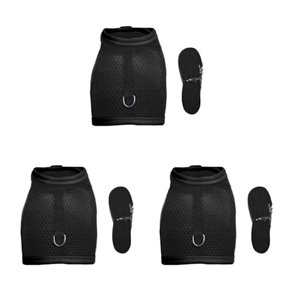 1/3 Hamster Kanin Marsvin Råtta Iller Andas Mesh Sele Black L 3PCS