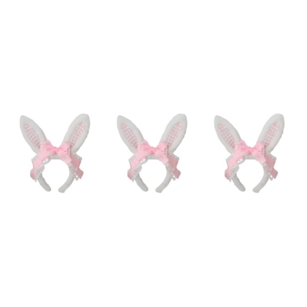 1/2/3/5 Lätt och söta kaninöron-hårband för flickhår Pink 3Set