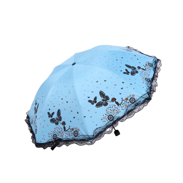 Polyester Bärbart Spets Side Paraply För Snygg Och Bekväm blue