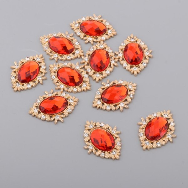 1/2/3/5 10 stycken Alloy Flatback Strass Knappar DIY Hantverk Red 3.3x2.5cm 1Set