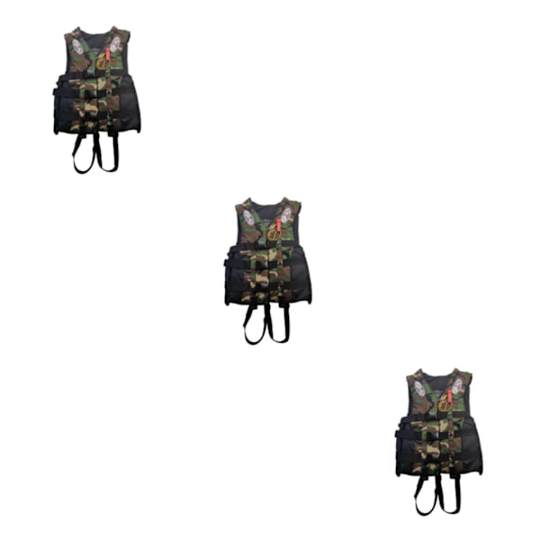 1/2/3 Vuxna Hjälpväst Kajak Ski Flytkraft Fiske Segel Vattensport Green Camouflage S 3PCS