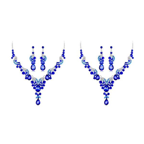 1/2/3/5 3 stycken/ set kvinnor halsband bröllop bröllop örhänge Blue 2PCS