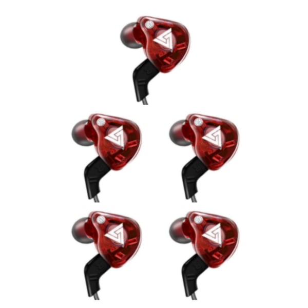 1/2/3/5 För QKZ AK6 In Ear 3,5 mm sporthörlurar med mikrofon Red 1.2m 5Set