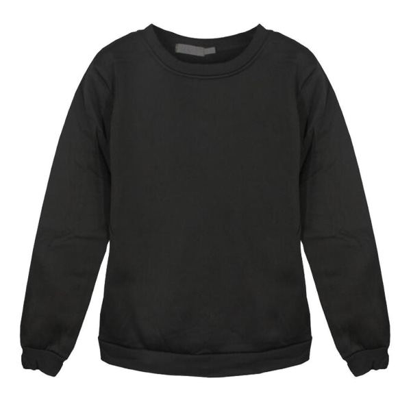 Herr Sweatshirt Plain Fleece Sweat Top Pullover Crew Neck För Black 3XL