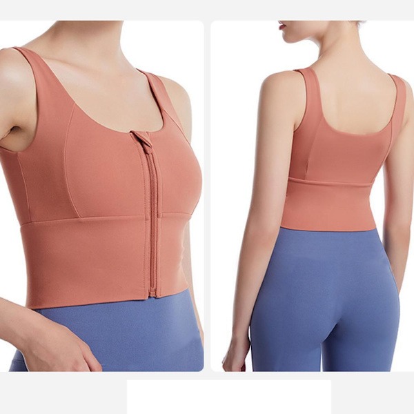 1/2/3 Womens Front Zip Sport BH För bekväma vadderade Shapewear Orange M 1Set