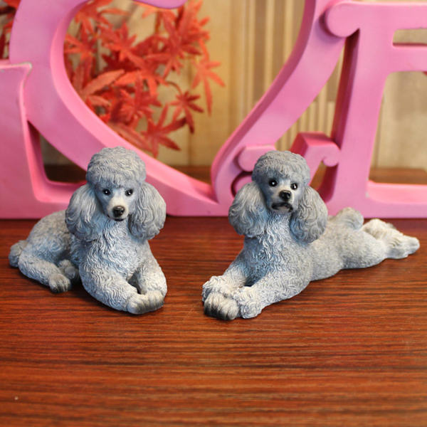 1/2/3 Pudel Hund Staty Djur Figurine Vardagsrum Kontor Gray 8.6x4x6cm 12.5x4x5.8cm 1Set