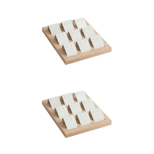 1/2/3 trä örhängeskorthållare med bricka för smycketillbehör 9 Pair White 2Set